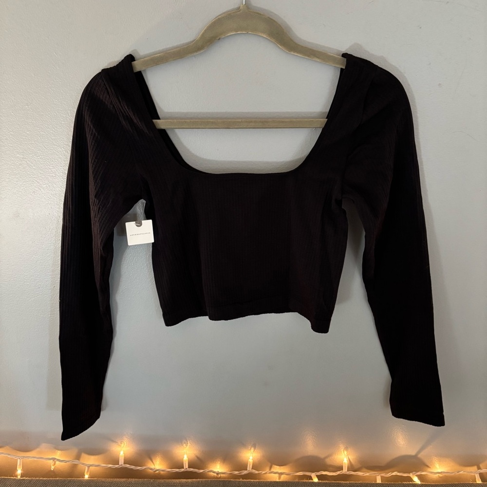 Anthropologie | Size L | Ribbed Cropped Long Sleeve Top - Picture 5 of 7